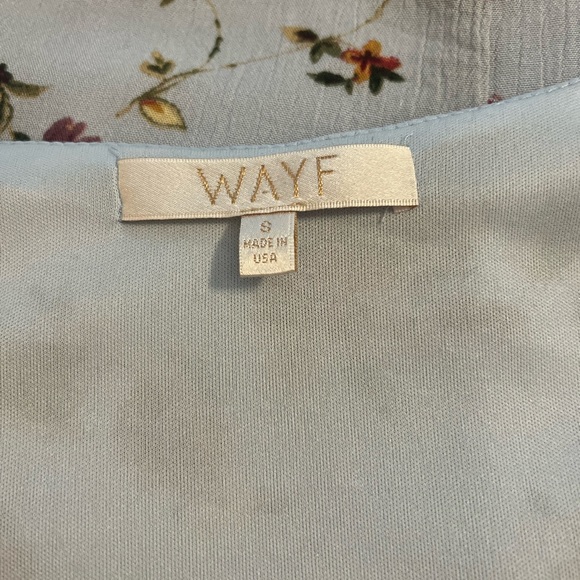 WAYF Blouson V Neck Blue Floral Print Midi Dress in Rayon Gauze sz S - Picture 9 of 16
